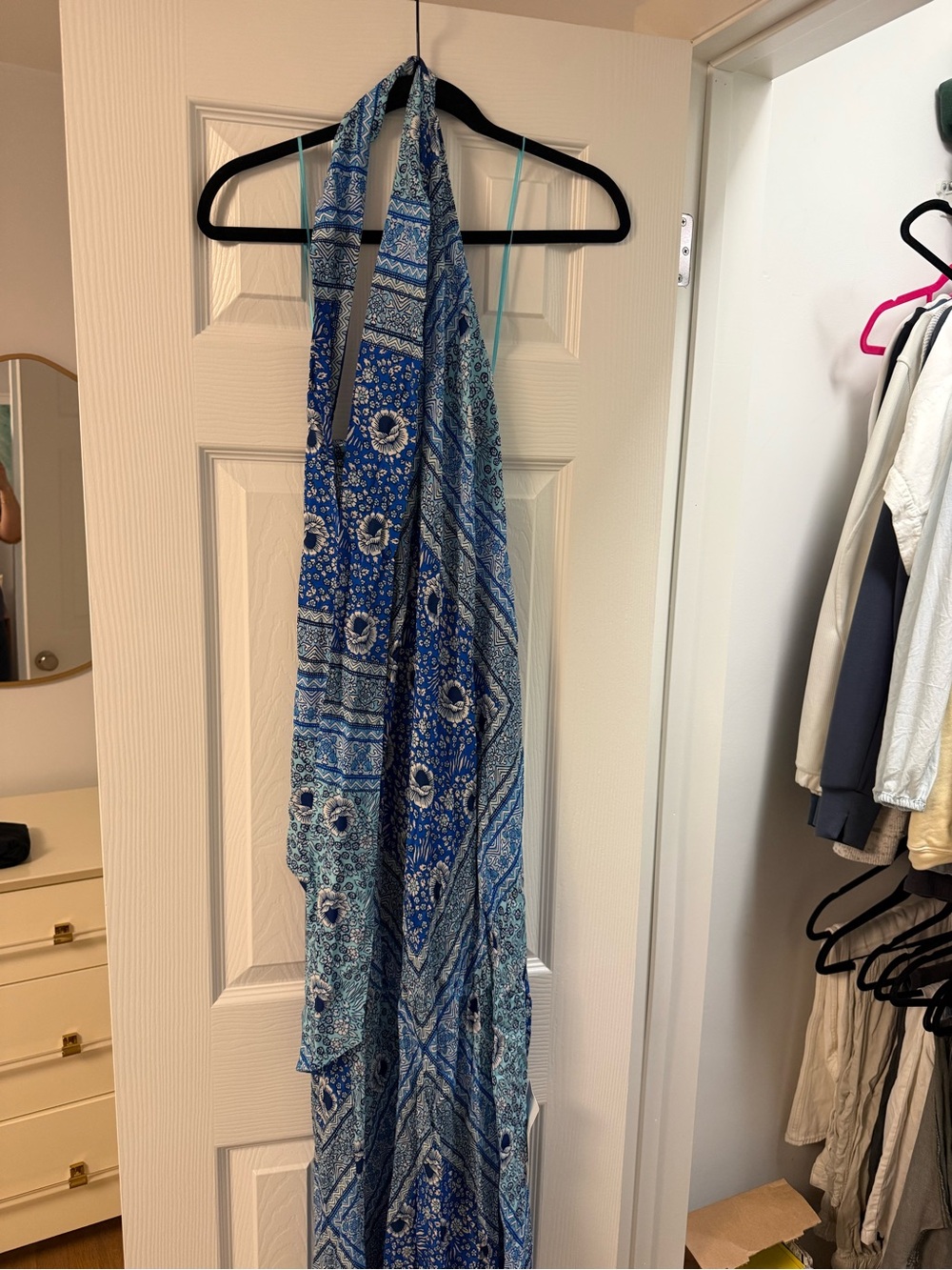 RIXO Blue Paisley Halter Backless Dress - Picture 7 of 8